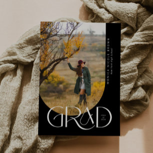 Invitation B&W Modern Arch Minimaliste Photo Graduation Party