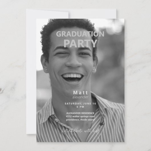Invitation B/W Photo Graduation Party (Devant)