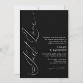 Invitation B & W QR Code Rien de fantaisie Juste Amour Mariag (Devant)