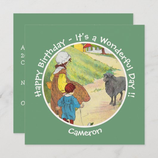 Invitation Baa, Baa, Black Sheep Anniversaire Collection (Devant / Derrière)