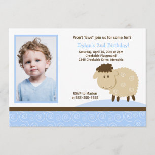 Invitation Baa Baa Bleu mouton *PHOTO* Anniversaire 5x7