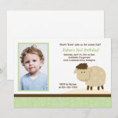 Invitation Baa Baa Sheep Green *PHOTO* Anniversaire 5x7 (Devant / Derrière)