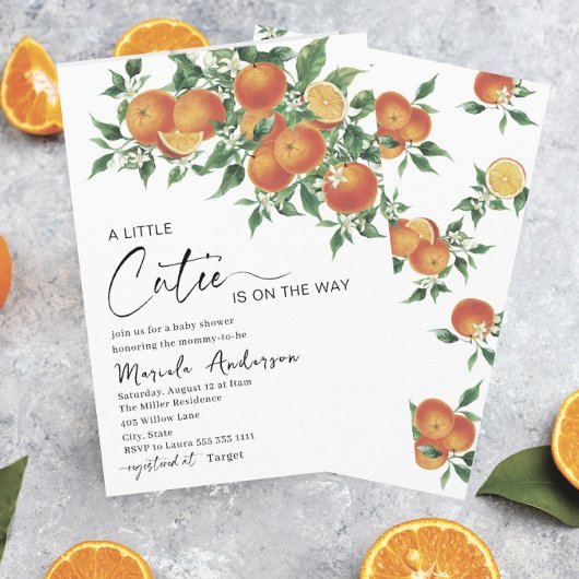 Invitation Bab d'aquarelle orange d'agrumes Little Cutie