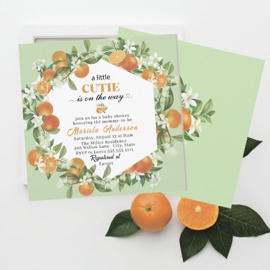 Invitation Bab d'aquarelle orange d'agrumes Little Cutie