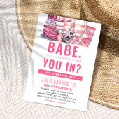 Invitation BABE Pink Pool Party Fille Anniversaire