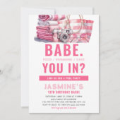 Invitation BABE Pink Pool Party Fille Anniversaire (Devant)