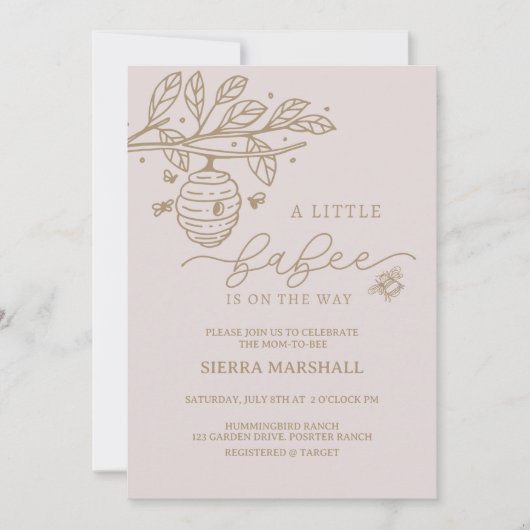 Invitation Babee, Bee Invitation, Bee Theme Baby shower, (Devant)