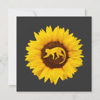 Invitation Babouin  Pour Femmes Hommes Singe Animal Tournesol