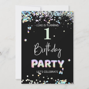 Invitation *~* BABY 1er Un premier ballon arc-en-ciel Anniver