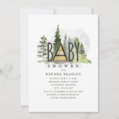 Invitation Baby A Frame Rustic Woodland Cabine (Devant)