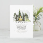 Invitation Baby A Frame Rustic Woodland Cabine (Debout devant)