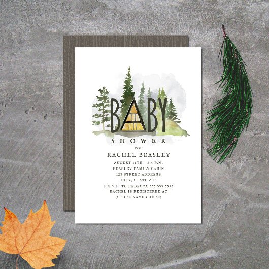 Invitation Baby A Frame Rustic Woodland Cabine
