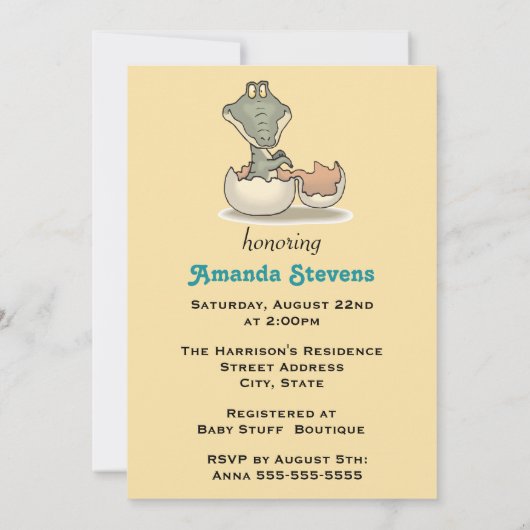 Invitation Baby Alligator Mignon Baby Shower (Dos)