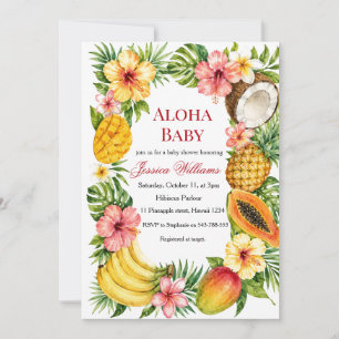 Invitation Baby Aloha Fête de Bébé Hawaïen Hibiscus