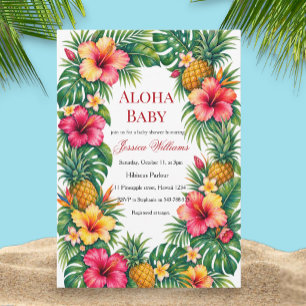 Invitation Baby Aloha Fête de Bébé Hawaïen Hibiscus