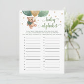 Invitation Baby Alphabet ABC Jeu Baby shower Teddy Bear Card (Debout devant)