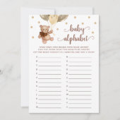 Invitation Baby Alphabet ABC Jeu Baby shower Teddy Bear Card (Devant)