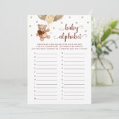 Invitation Baby Alphabet ABC Jeu Baby shower Teddy Bear Card (Debout devant)