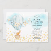 Invitation Baby Animals Hot Air Balloon Baby Boys Douche (Devant)
