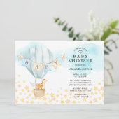 Invitation Baby Animals Hot Air Balloon Baby Boys Douche (Debout devant)
