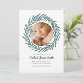 Invitation Baby Announcement Photo Card Wreath Baby greenery (Debout devant)