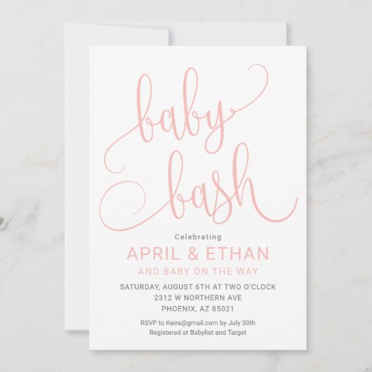 Invitation Baby Bash, Invitation de douche pour le (Devant)