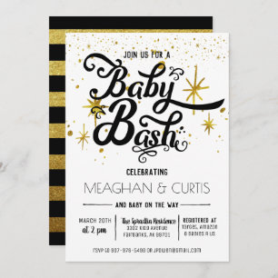 Invitation Baby Bash  Noir, blanc et or