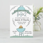 Invitation Baby BBQ bleu (Debout devant)