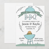 Invitation Baby BBQ bleu (Devant / Derrière)