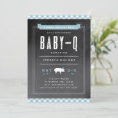 Invitation Baby BBQ Gingham shower bébé mixte (Debout devant)