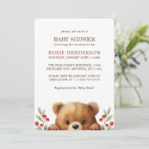 Baby Bear And Rowan Berries Baby Shower