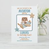 Invitation Baby Bear Aviator Party Boy Anniversaire (Debout devant)