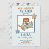 Invitation Baby Bear Aviator Party Boy Anniversaire (Devant / Derrière)