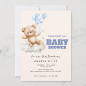 Invitation Baby Bear Be Happy Balloons Cloud Baby shower (Devant)