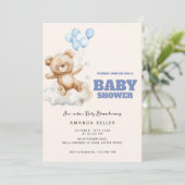 Invitation Baby Bear Be Happy Balloons Cloud Baby shower (Debout devant)