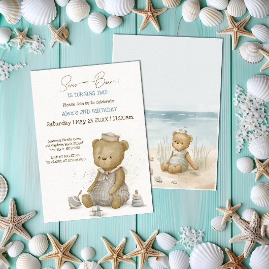 Invitation Baby Bear Sailor Anniversaire