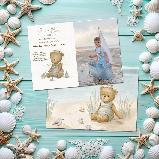 Invitation Baby Bear Sailor Anniversaire