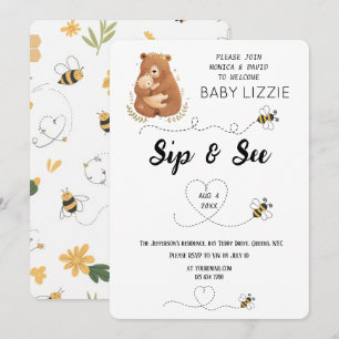 Invitation Baby Bear Sip & Voir Personnalisé
