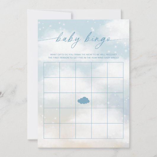 Invitation Baby Bingo Cloud 9 Blue Baby shower Jeu (Devant)