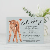 Invitation Baby Bison Oh Baby shower garçon (Debout devant)