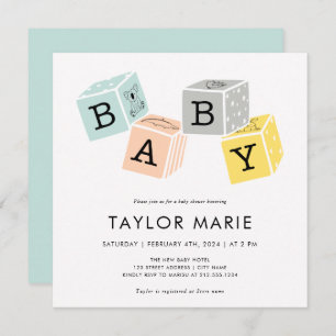Invitation Baby Blocks Baby shower Neutre hommes-femmes