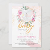 Invitation Baby Bloom Elephant Élégant baby shower fille (Devant)