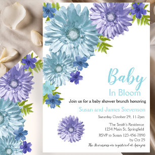 Invitation Baby Bloom Fleur Bleu au Brunch de Baby Shower