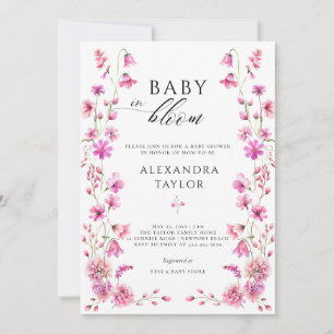 Invitation Baby Bloom Fleur sauvage Garden Bold Rose Girl Dou