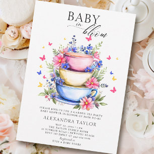 Invitation Baby Bloom Tea Party Fleurs sauvages Baby Girl Dou