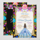 Invitation Baby Blue Arrière - plan Mexicain Mis Quince Invit (Devant / Derrière)