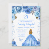 Invitation Baby Blue Blonde cheveux Princess Anniversaire (Devant)