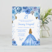 Invitation Baby Blue Blonde cheveux Princess Anniversaire (Debout devant)