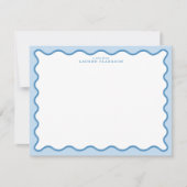 Invitation Baby Blue & Blue Wavy Border Note Card (Devant)