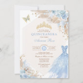 Invitation Baby Blue Boho Floral Quinceañera 15e anniversaire (Devant)